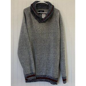Rue 21 Men’s NWT Navy Burgundy Red Shawl Collar Cuff Gray Sweater-XXL